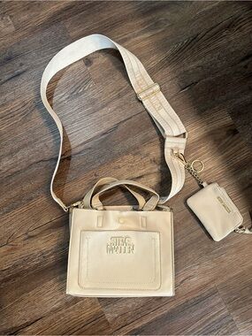 Steve Madden Cream Crossbody Tote with Detachable Coin Pouch